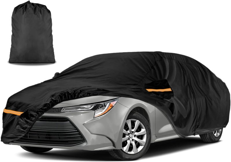 INSAUTO Car Cover for Toyota Corolla 2000-2025, Honda Civic 1991-2025 | Heavy Duty Outdoor Full Exterior Cover | Sun, Rain, UV, Dust, and Snow Protection with Door Zipper (Black) - Image 1